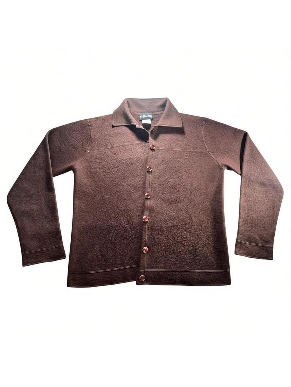 Vintage Brown Wool Button-Up Cardigan Sweater